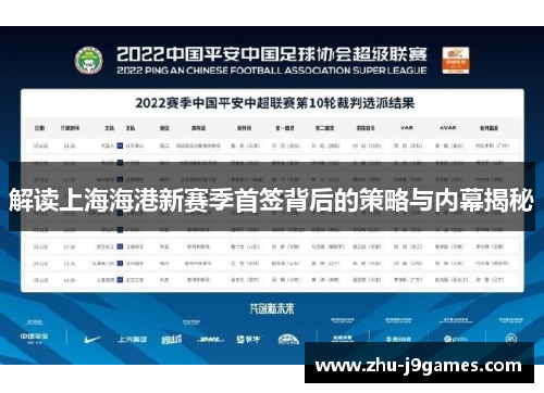 解读上海海港新赛季首签背后的策略与内幕揭秘 解读上海海港新赛季首签背后的策略与内幕揭秘